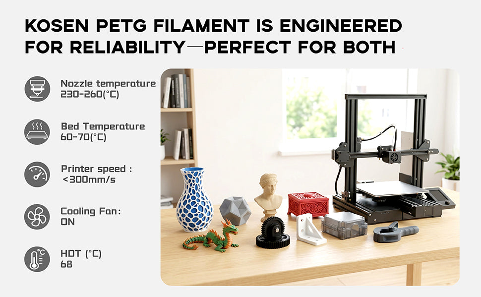 KOSEN PETG Basic 1.75mm 3D Filament 1KG
